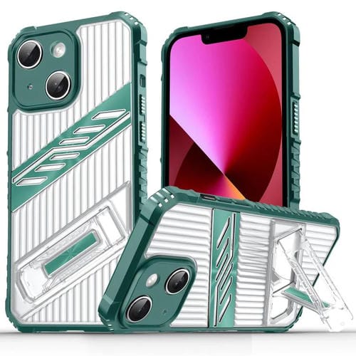 Funda híbrida TPU iPhone 13 con soporte para PC (Verde oscuro)