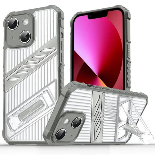 Funda híbrida TPU para iPhone 13 con soporte para PC (Gris Espacial)