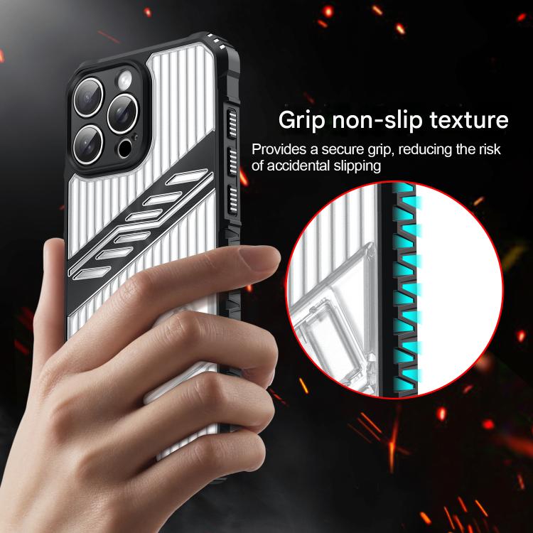 Funda híbrida TPU para iPhone 12 con soporte PC (Negro Transparente)