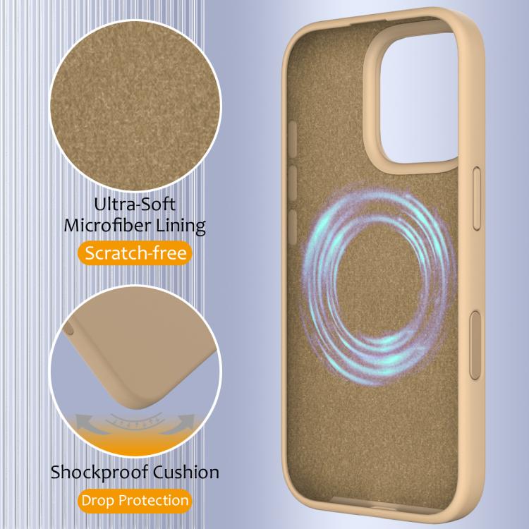 Funda de Silicona Magsafe para iPhone 16 Pro Max con Botón de Control de Cámara (Dorada)
