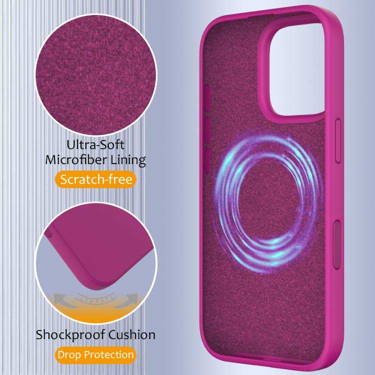 Funda de Silicona Magsafe para iPhone 16 Pro con Botón de Control de Cámara (Morado)