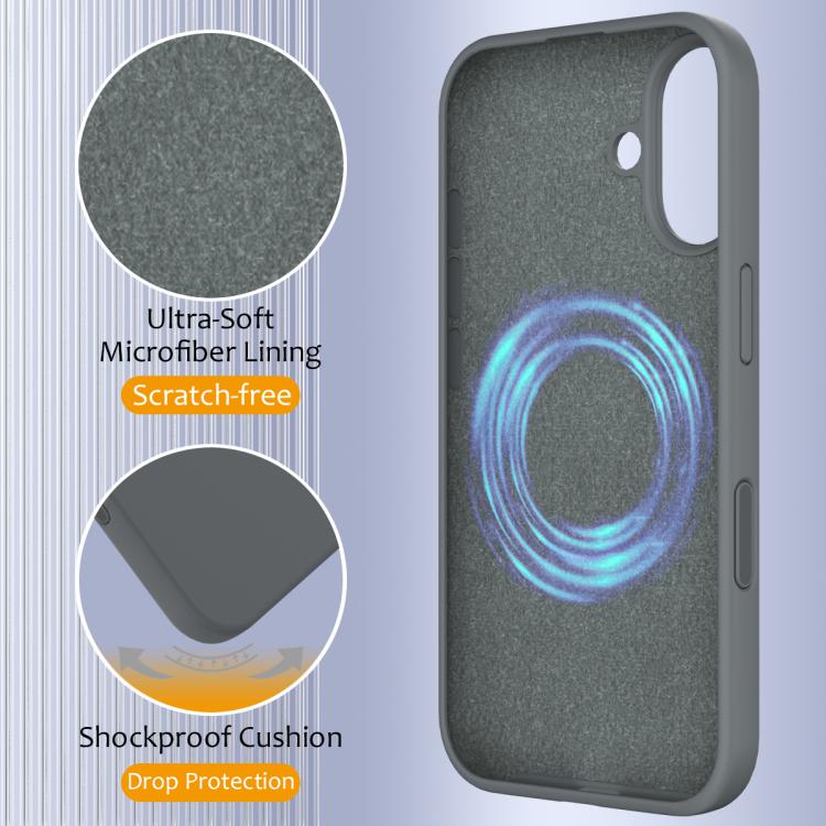 Funda de Silicona Magsafe para iPhone 16 Plus con Botón de Control de Cámara (Gris)