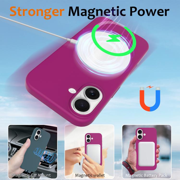 Funda de Silicona Magsafe para iPhone 16 Plus con Botón de Control de Cámara (Morado)