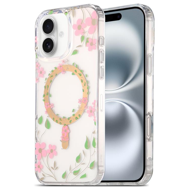 Funda para Teléfono Imd Magsafe iPhone 16 Laminado Doble Cara (Flores Rosas)