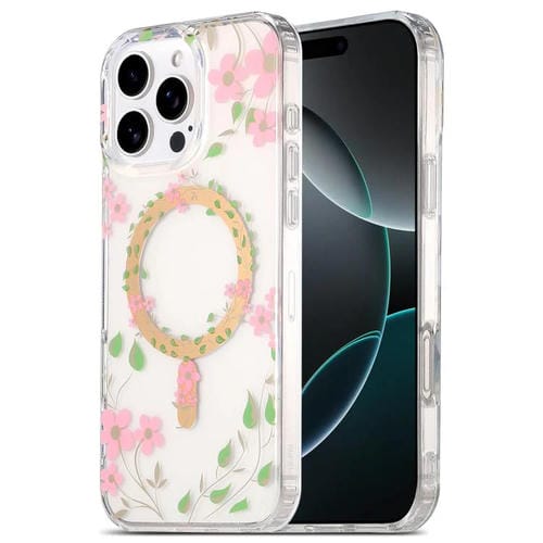 Funda para Teléfono Magsafe iPhone 16 Pro Laminado Doble Cara Imd (Flores Rosas)