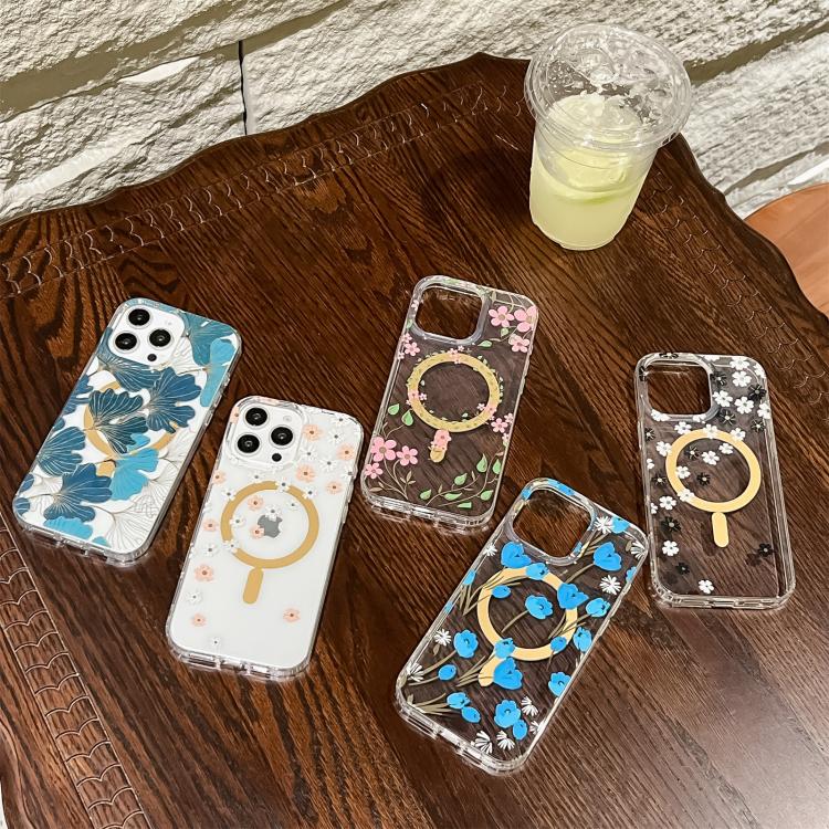Funda para Teléfono IMD Magsafe para iPhone 14 con Laminado Doble Cara (Flores Rosas)