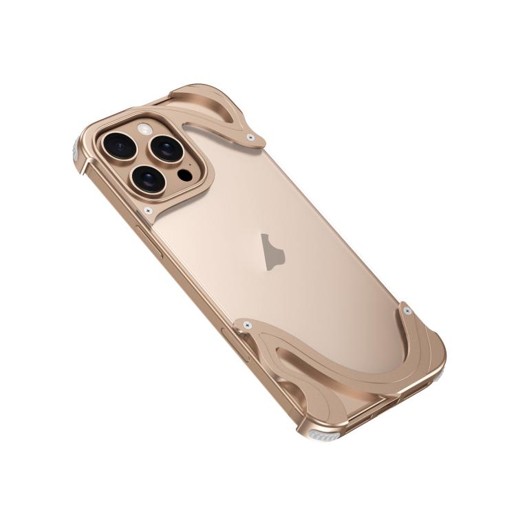 Funda para iPhone 16 Pro Panel Trasero Transparente Híbrido PC y Metal Dolphin (Dorado)