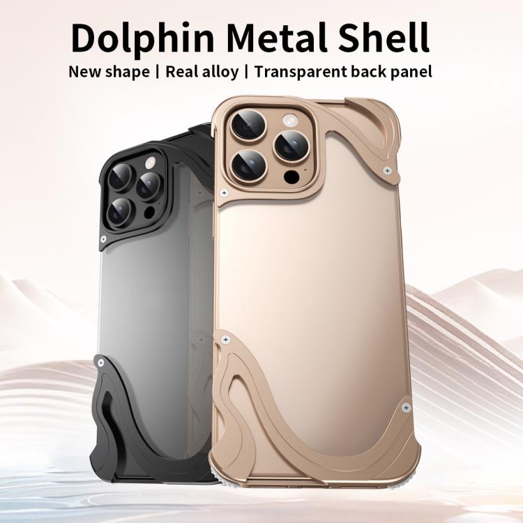 Funda para iPhone 15 Pro Max Panel Trasero Transparente Híbrido PC y Metal Dolphin (Titanio)