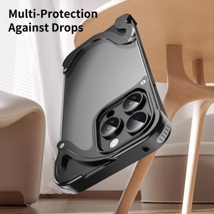 Funda para iPhone 15 Pro Max Panel Trasero Transparente Híbrido PC y Metal Dolphin (Titanio)