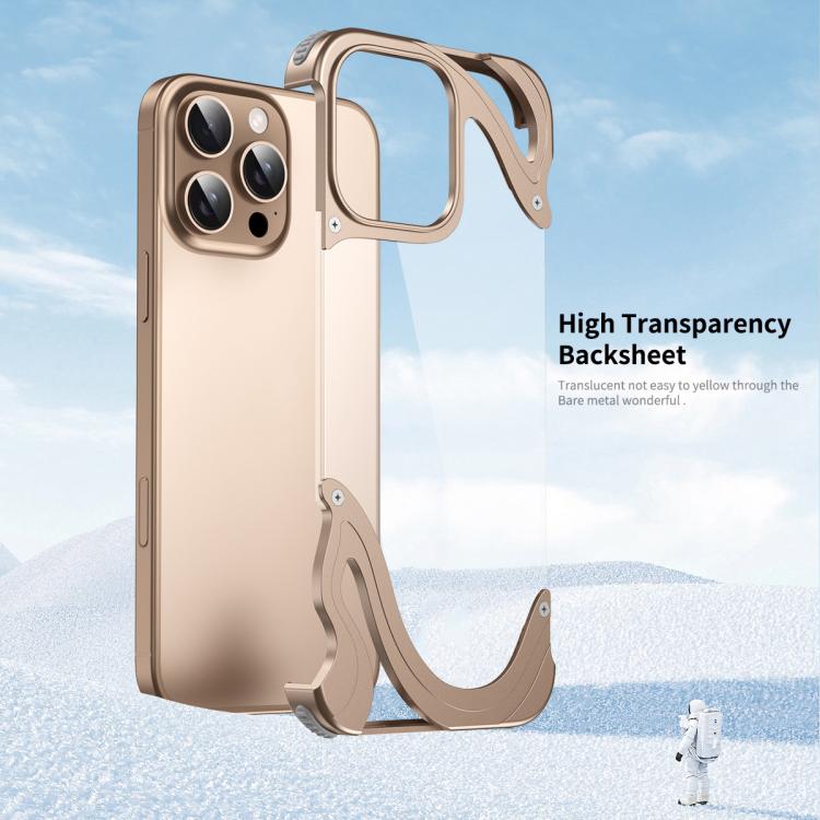 Funda para iPhone 15 Pro Max Panel Trasero Transparente Híbrido PC y Metal Dolphin (Titanio)