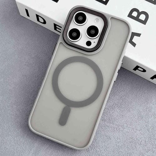 Funda Híbrida TPU y PC con Marco de Lente de Diamante para iPhone 13 Pro Magsafe (Gris)
