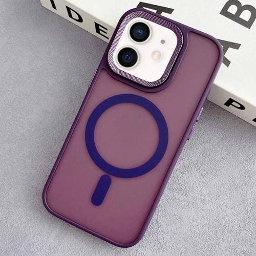 Funda Híbrida TPU y PC con Marco Lente Diamante para iPhone 12 Magsafe (Morado)