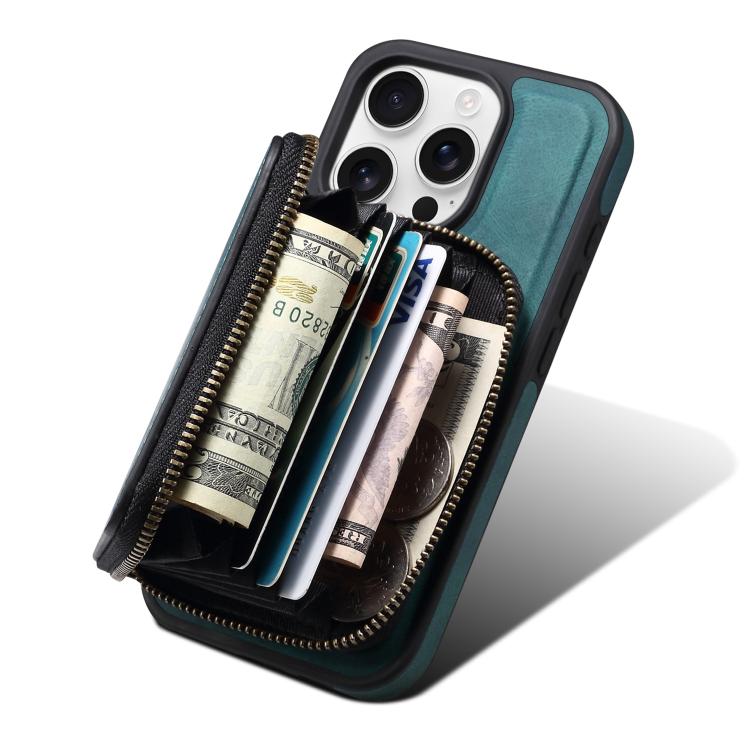 Funda de Cuero con Cremallera Magsafe para iPhone 16 Pro Denior D26 Skin Feel (Azul)