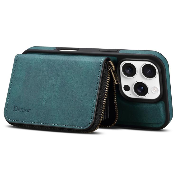 Funda de Cuero con Cremallera Magsafe Denior D26 Skin Feel para iPhone 12 Pro Max (Azul)