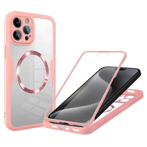 Funda para teléfono Magsafe iPhone 15 Pro Max Textura Cd (Rosa)