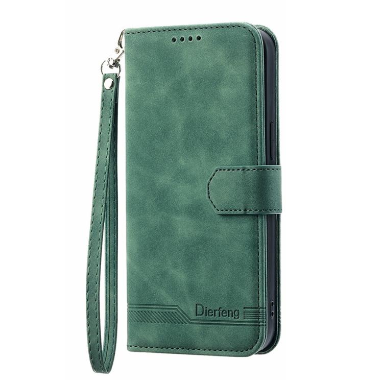 Funda híbrida de Cuero PU y TPU Dierfeng Dream Line para OnePlus 13R Ace 5 Ace 5 Pro (Verde)
