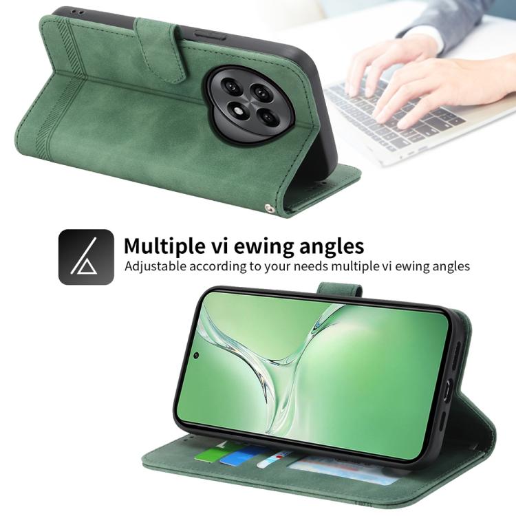 Funda híbrida de Cuero PU y TPU Dierfeng Dream Line para OnePlus 13R Ace 5 Ace 5 Pro (Verde)