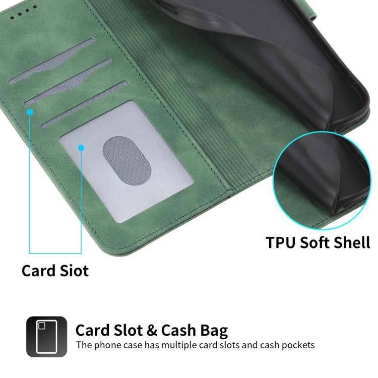 Funda híbrida de Cuero PU y TPU Dierfeng Dream Line para OnePlus 13R Ace 5 Ace 5 Pro (Verde)