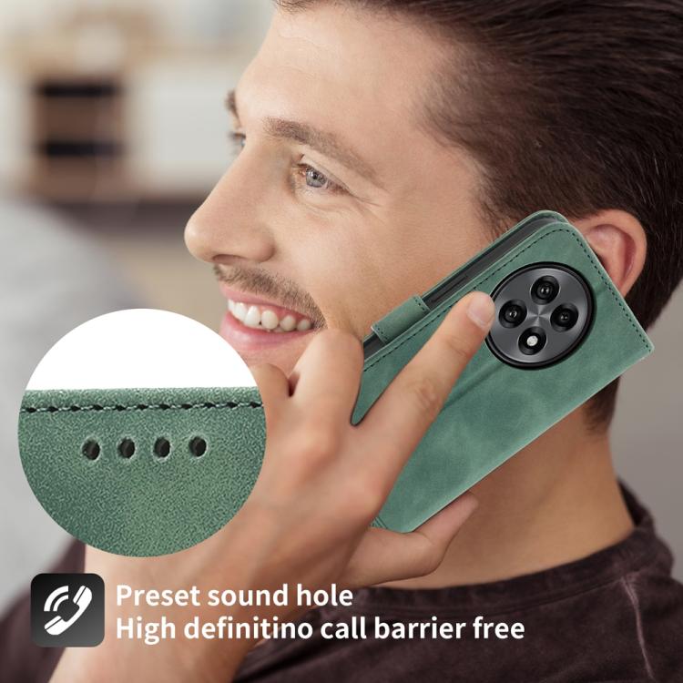 Funda híbrida de Cuero PU y TPU Dierfeng Dream Line para OnePlus 13R Ace 5 Ace 5 Pro (Verde)