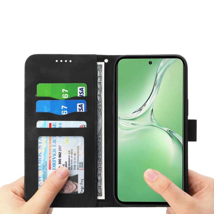 Funda híbrida de Cuero Pu y TPU Dierfeng Dream Line para OnePlus 13R / Ace 5 / Ace 5 Pro (Negra)