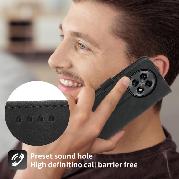 Funda híbrida de Cuero Pu y TPU Dierfeng Dream Line para OnePlus 13R / Ace 5 / Ace 5 Pro (Negra)