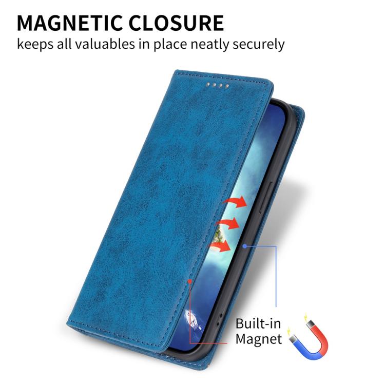 Funda de Cuero Rfid Magnética para OnePlus 13R Ace 5 Ace 5 Pro Business (Azul)