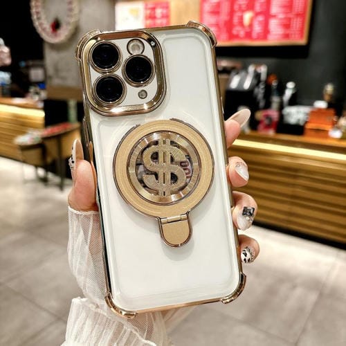 Estuche para Teléfono con Soporte Magsafe para iPhone 12 Pro con Película para Lente (Dorado)