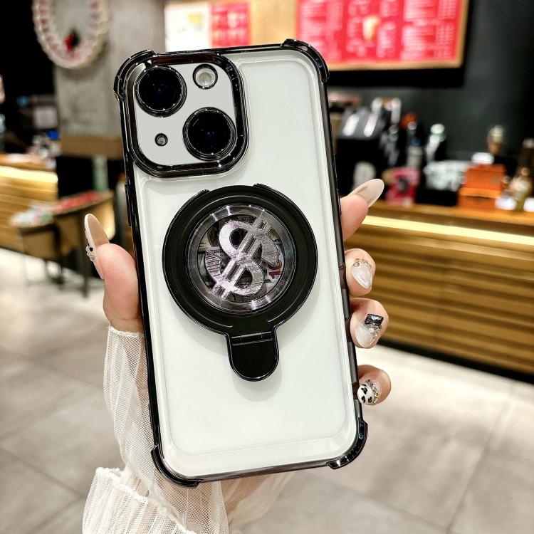 Funda para Teléfono con Soporte Magsafe para iPhone 15 Plus con Película para Lente (Negra)