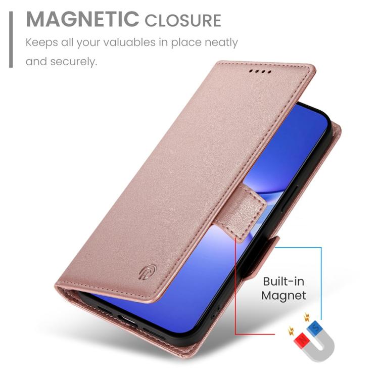 Funda de Cuero Esmerilado con Hebilla Lateral Magnética para Huawei Nova 13 Pro (Oro Rosa)