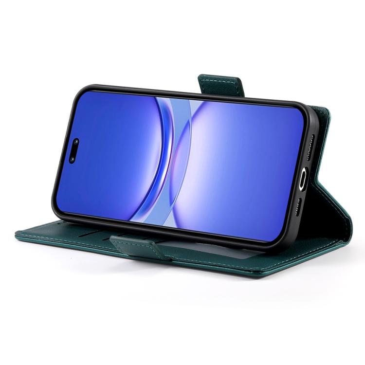 Funda de Cuero Esmerilado con Hebilla Lateral Magnética para Huawei Nova 13 Pro (Verde Oscuro)