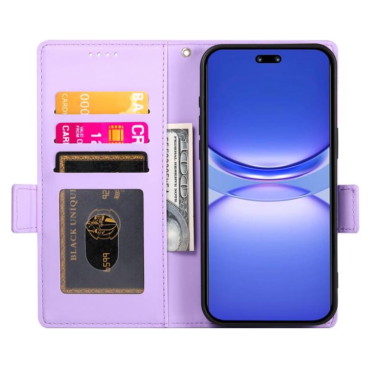Funda de Cuero Esmerilado con Hebilla Lateral Magnética para Huawei Nova 13 Pro (Morado)