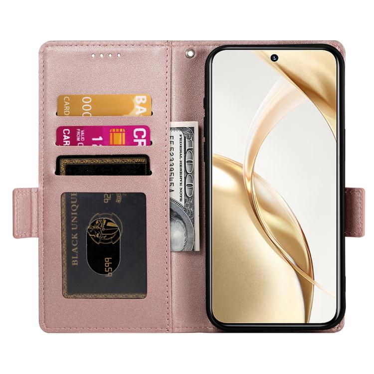 Funda magnética de cuero esmerilado con hebilla lateral para Huawei Nova 14 Ultra (oro rosa)