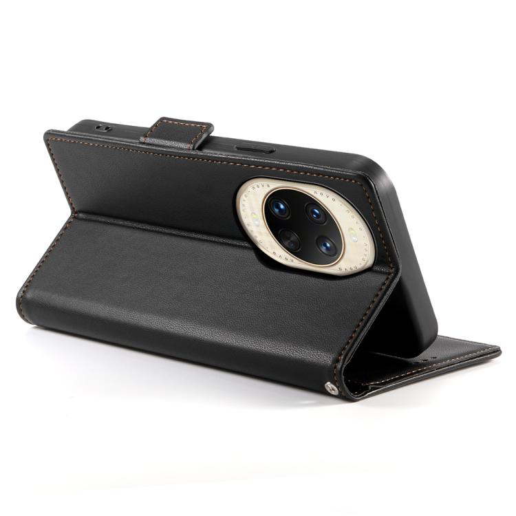 Funda de cuero esmerilado con hebilla lateral magnética para Huawei Nova 14 Ultra (negro)