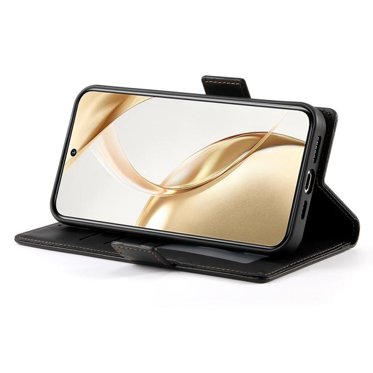 Funda de cuero esmerilado con hebilla lateral magnética para Huawei Nova 14 Ultra (negro)