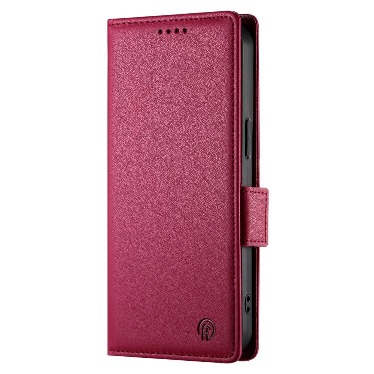 Funda de cuero esmerilado con hebilla lateral magnética para Huawei Nova 14 Ultra (rojo vino)