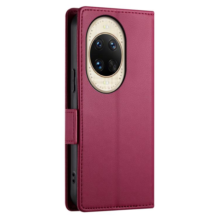 Funda de cuero esmerilado con hebilla lateral magnética para Huawei Nova 14 Ultra (rojo vino)