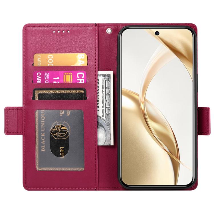 Funda de cuero esmerilado con hebilla lateral magnética para Huawei Nova 14 Ultra (rojo vino)