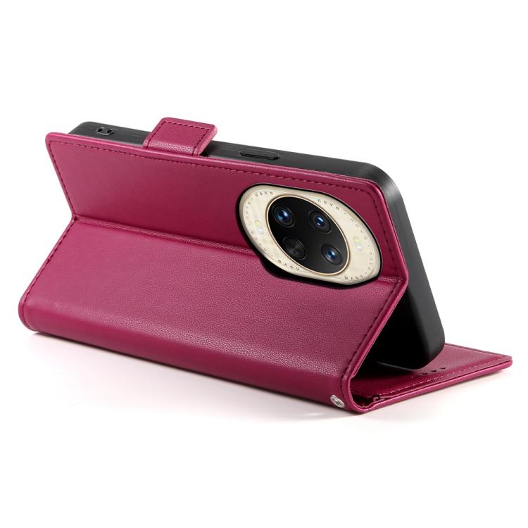 Funda de cuero esmerilado con hebilla lateral magnética para Huawei Nova 14 Ultra (rojo vino)