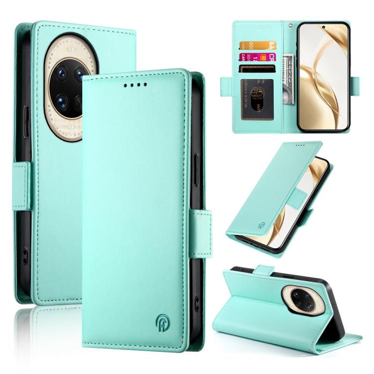 Funda de cuero esmerilado con hebilla lateral magnética para Huawei Nova 14 Ultra (verde menta)
