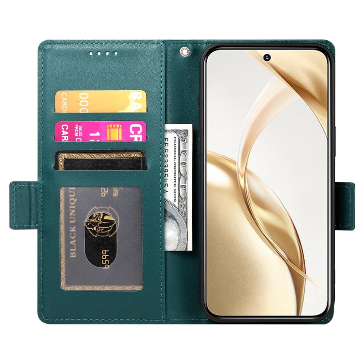Funda de cuero esmerilado magnético con hebilla lateral para Huawei Nova 14 Ultra (verde oscuro)