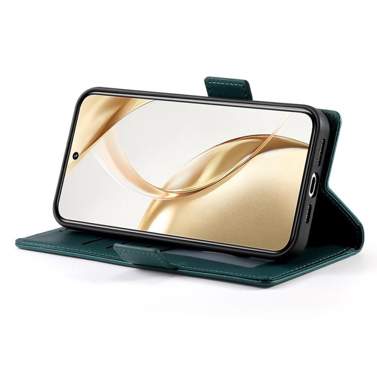 Funda de cuero esmerilado magnético con hebilla lateral para Huawei Nova 14 Ultra (verde oscuro)