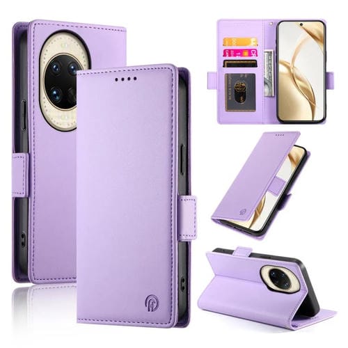Funda de cuero esmerilado magnético con hebilla lateral para Huawei Nova 14 Ultra (morado)