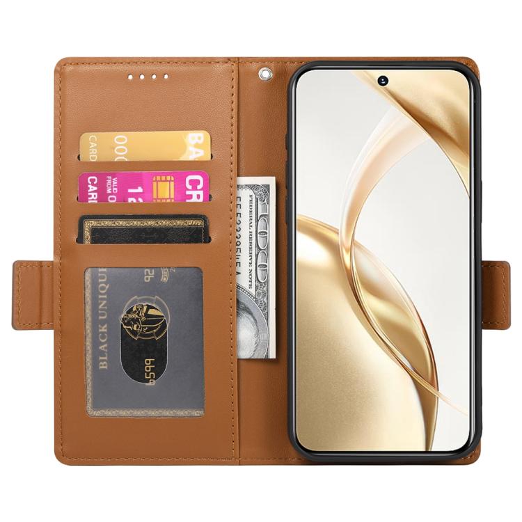 Funda de cuero esmerilado magnético con hebilla lateral para Huawei Nova 14 Ultra (marrón)