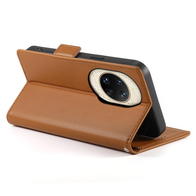 Funda de cuero esmerilado magnético con hebilla lateral para Huawei Nova 14 Ultra (marrón)