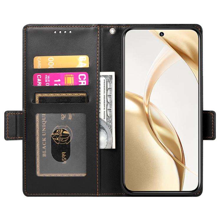 Funda de cuero esmerilado con hebilla lateral magnética para Huawei Nova 14 Pro (negro)