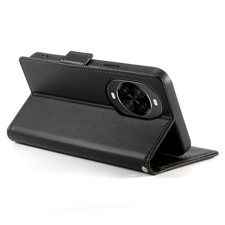 Funda de cuero esmerilado con hebilla lateral magnética para Huawei Nova 14 Pro (negro)