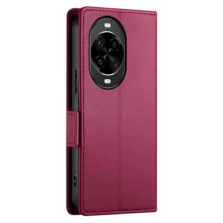 Funda de cuero esmerilado con hebilla lateral magnética para Huawei Nova 14 Pro (rojo vino)