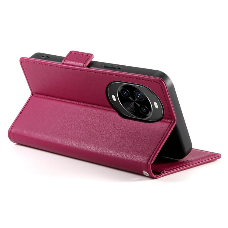 Funda de cuero esmerilado con hebilla lateral magnética para Huawei Nova 14 Pro (rojo vino)