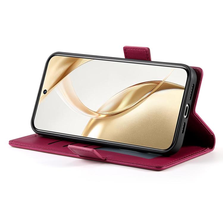 Funda de cuero esmerilado con hebilla lateral magnética para Huawei Nova 14 Pro (rojo vino)