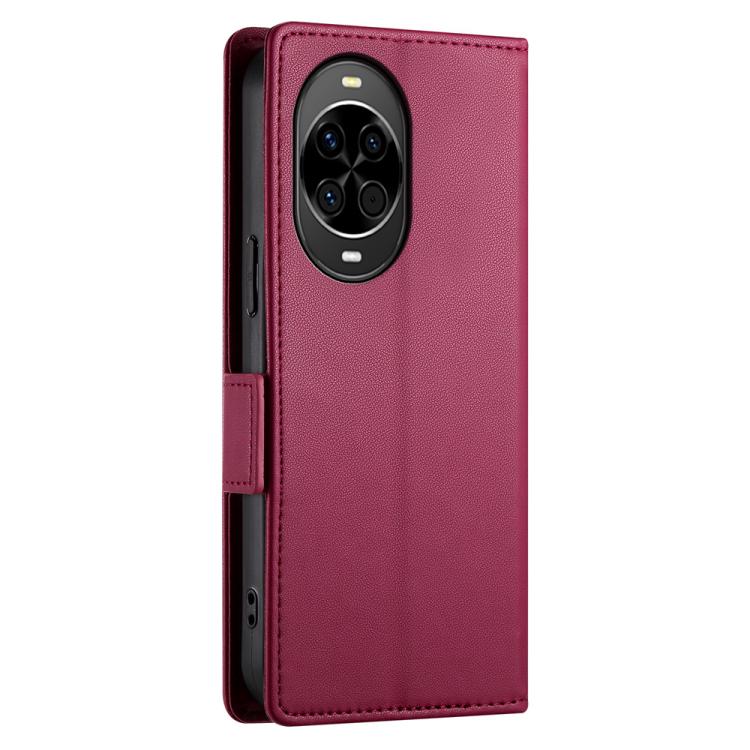 Funda magnética de cuero esmerilado con hebilla lateral para Huawei Nova 14 (rojo vino)